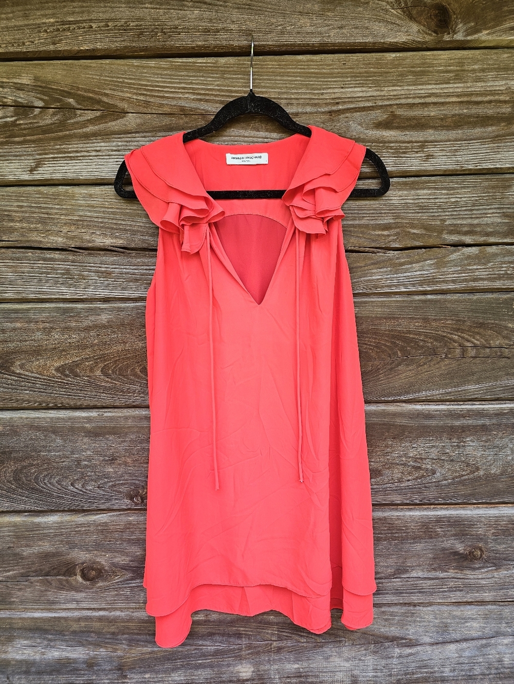 Amanda Uprichard Coral Ruffle Blouse Size Small